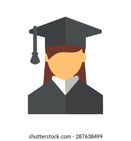 Students, college, female icon vector image. Can also be used for education, academics and science. Suitable for use on web apps, mobile apps and print media.
