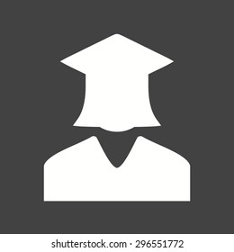 Students, college, female icon vector image. Can also be used for education, academics and science. Suitable for use on web apps, mobile apps and print media.