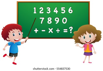 Kids Studying Math Girl Pointing Math Stock Vector (Royalty Free ...