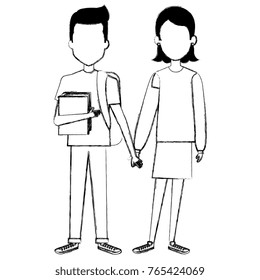 students couple avatars characters