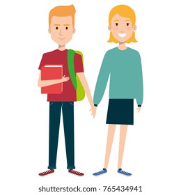 students couple avatars characters