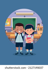 students couple classroom scene characters