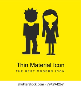 Students couple full body view bright yellow material minimal icon or logo design