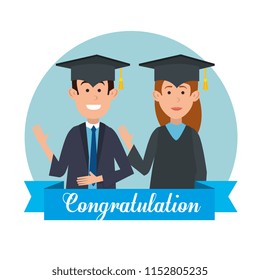students couple graduation with uniform