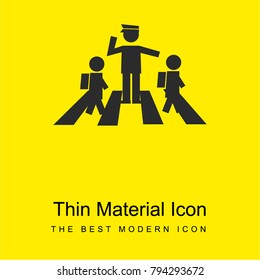 Students Crossing Street With A Traffic Guard Bright Yellow Material Minimal Icon Or Logo Design