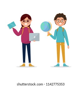 students in different character isolated on white background. back to school, education concept. vector illustration cartoon character