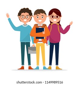 students in different character isolated on white background. back to school, education concept. vector illustration cartoon character