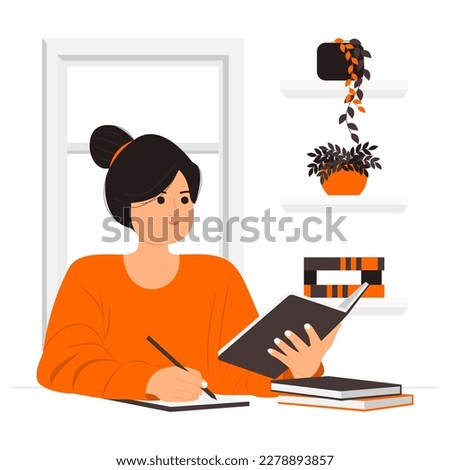 Students doing assignments concept illustration