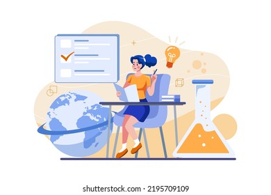 Estudiantes haciendo preparación para examen Concepto de ilustración sobre fondo blanco