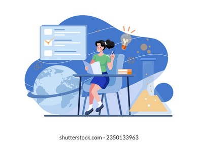 Students Doing Exam Preparation Illustration concept on white background