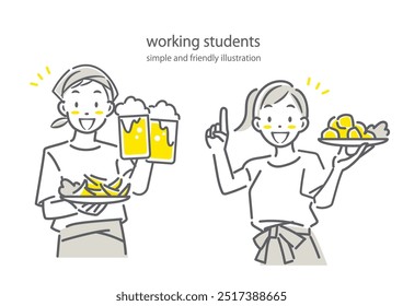 students doing part time job at pub