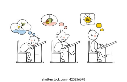 Students dream/Funny vector illustration -- students in the classroom