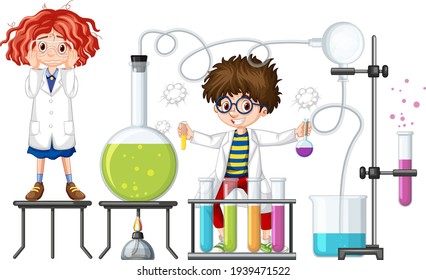 Studierende experimentieren mit Illustrationen zu Chemieartikeln