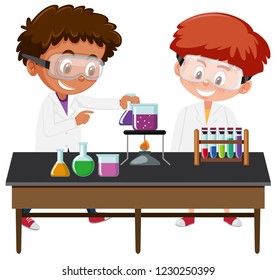 Students experiment in the lab illustration