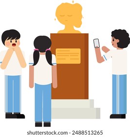 Los estudiantes Explore el museo con emoción, cautivados por las estatuas. ¡Cada exposición despierta curiosidad y da vida a la historia!