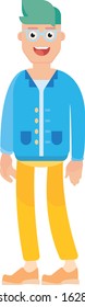 Students flat vector illustration. Happy young boy, colorful vector illustration, this illustration can use as a sticker also.