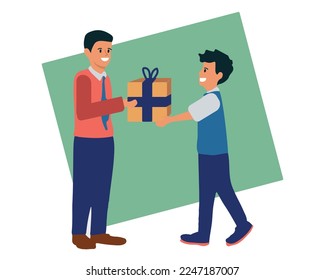 Students Giving A Gift To Teachers.