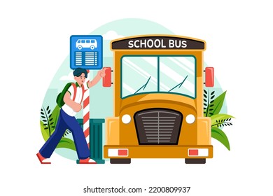 Students go to school by school bus