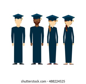 students graduated group icon vector illustration design