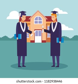Students graduation cartoons
