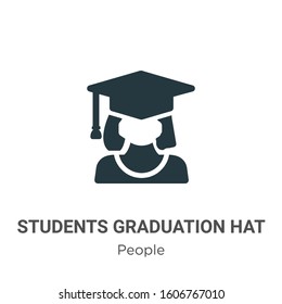 Students graduation hat glyph icon vector on white background. Flat vector students graduation hat icon symbol sign from modern people collection for mobile concept and web apps design.