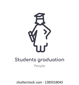 students graduation hat outline icon. isolated line vector illustration from people collection. editable thin stroke students graduation hat icon on white background