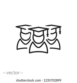 Students graduation icon, linear sign on white background - editable vector illustration eps10