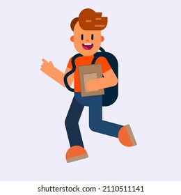 students are happy and excited to learn. students go to school, college or university. students with books. Concept of science and education. Stylish flat vector illustration