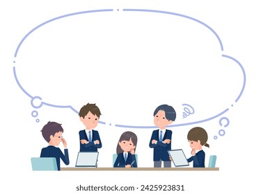 Students having a meeting with multiple people_troubles_with speech bubbles