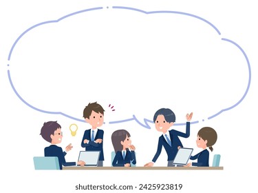 Students having a meeting_good impression_with speech bubble