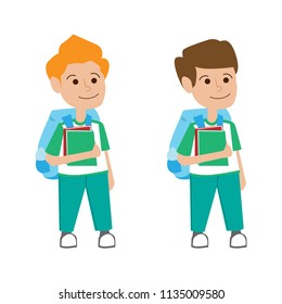 Students Holding book vector Illustration