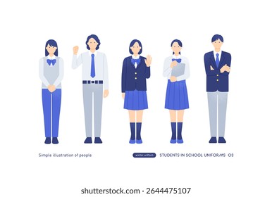 Students Holding Tablets and Waving.High School and Junior High Vector Illustration