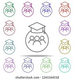 the students icon. Elements of education in multi color style icons. Simple icon for websites, web design, mobile app, info graphics