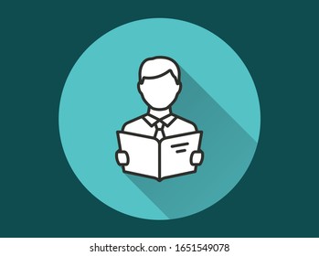 Students icon. Simple illustration with long shadow isolated for graphic and web design.