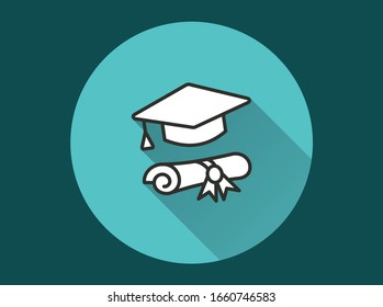 Students icon. Simple illustration with long shadow isolated for graphic and web design.