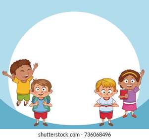 Students kids cartoon