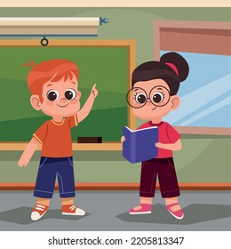 students kids in classroom characters