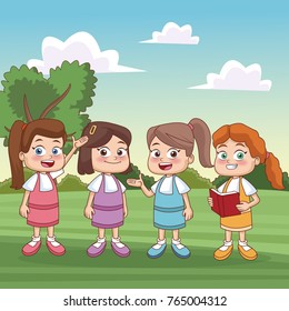 Students kids at park