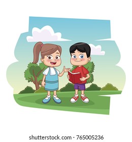 Students kids at park