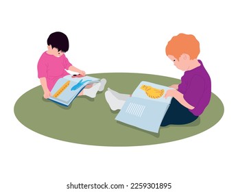 Students Learning Together in illustration graphic vector
