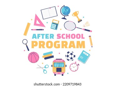 Students Leave School Building After Class or Program and Back to Home in Template Hand Drawn Cartoon Flat Style Illustration