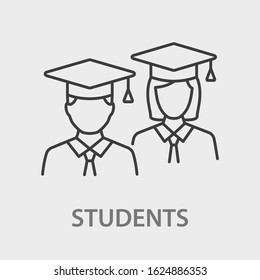 Students line icon. Vector illustration on white background.