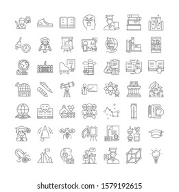 Students linear icons, signs, symbols vector line illustration set