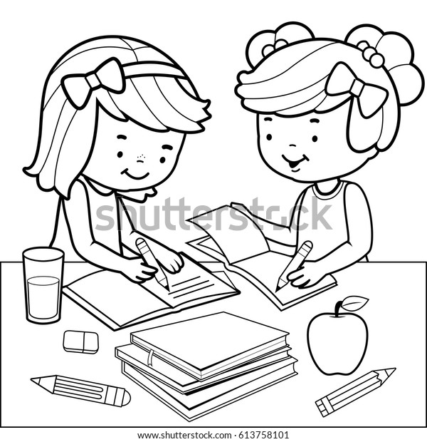 Students On Desk Doing Their Homework Stock Vector Royalty Free Students On Desk Doing Their Homework Stock Vector Royalty Free