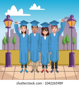 Students on graduation cartoons