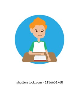 Students On Their Desk Reading Book Vector