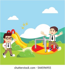 students playing at kinder garden