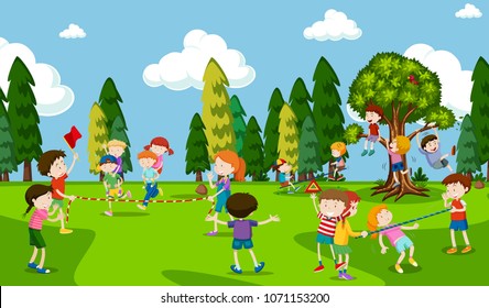 Students are Playing at Playground illustration