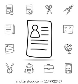student's questionnaire sketch icon. Element of education icon for mobile concept and web apps. Outline student's questionnaire sketch icon can be used for web and mobile