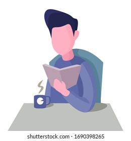 students read textbooks at home. Vector illustration students reading a book. Illustration of educational concepts